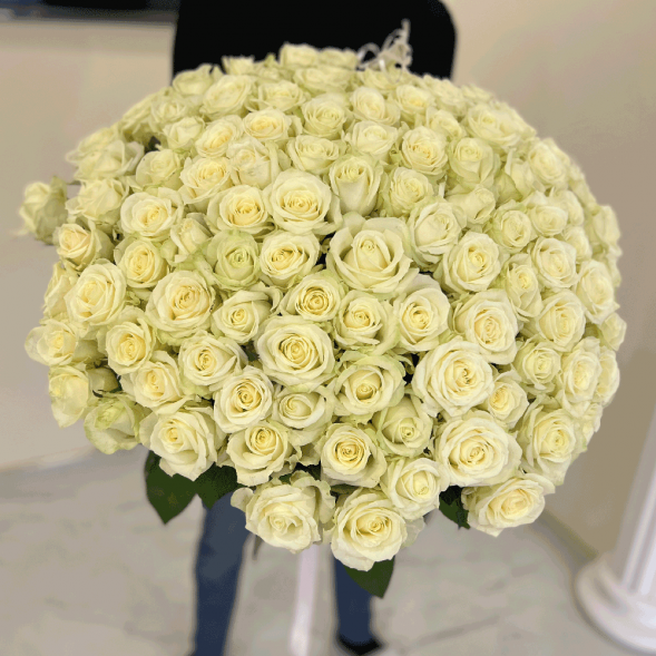 101 белая роза, лента в Приморском