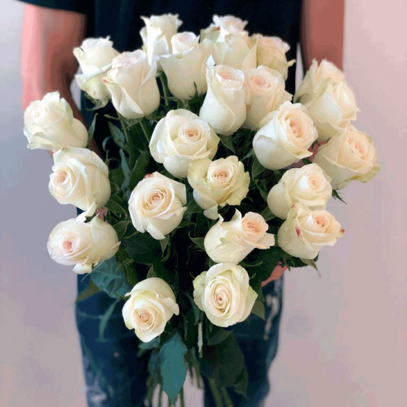 21 белая роза, лента в Приморском